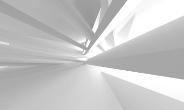 Soyut Beyaz Mimari Tasarım Konsepti. 3d Görüntüleme