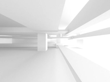 Soyut Beyaz Mimari Tasarım Konsepti. 3d Görüntüleme