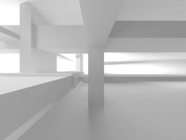 Soyut Beyaz Mimari Tasarım Konsepti. 3d Görüntüleme