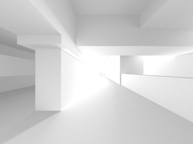 Soyut Beyaz Mimari Tasarım Konsepti. 3d Görüntüleme