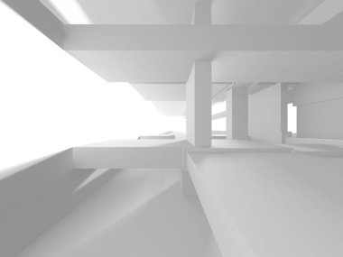 Soyut Beyaz Mimari Tasarım Konsepti. 3d Görüntüleme