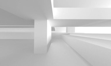 Soyut Beyaz Mimari Tasarım Konsepti. 3d Görüntüleme