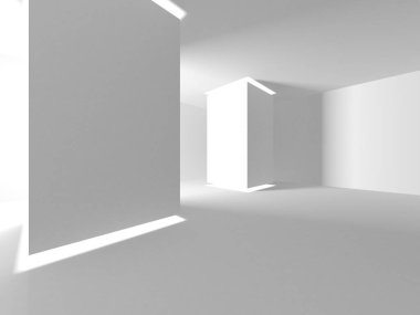 Soyut Beyaz Mimari Tasarım Konsepti. 3d Görüntüleme