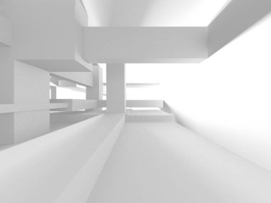 Soyut Beyaz Mimari Tasarım Konsepti. 3d Görüntüleme