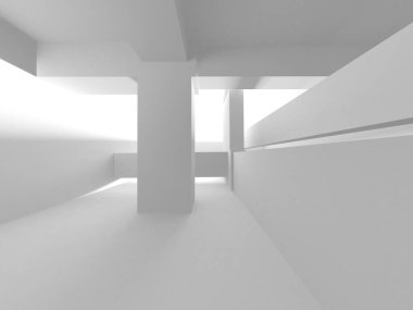 Soyut Beyaz Mimari Tasarım Konsepti. 3d Görüntüleme