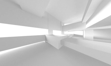 Soyut Beyaz Mimari Tasarım Konsepti. 3d Görüntüleme