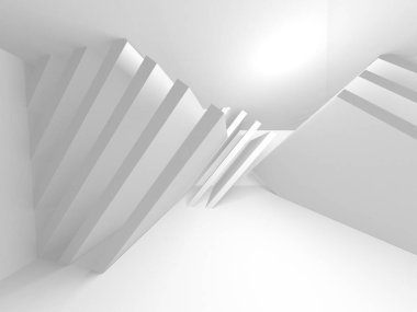 Soyut Beyaz Mimari Tasarım Konsepti. 3d Görüntüleme