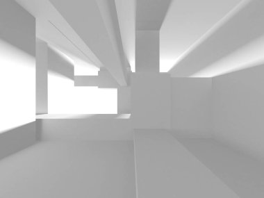 Soyut Beyaz Mimari Tasarım Konsepti. 3d Görüntüleme