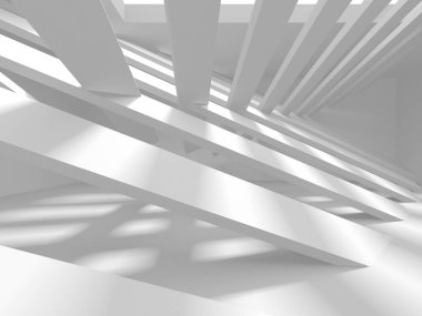 Soyut Beyaz Mimari Tasarım Konsepti. 3d Görüntüleme