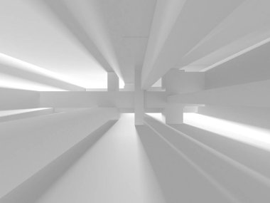 Soyut Beyaz Mimari Tasarım Konsepti. 3d Görüntüleme