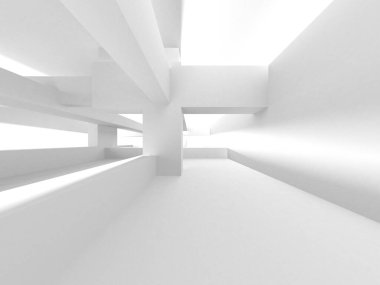 Soyut Beyaz Mimari Tasarım Konsepti. 3d Görüntüleme