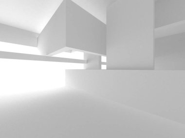 Soyut Beyaz Mimari Tasarım Konsepti. 3d Görüntüleme