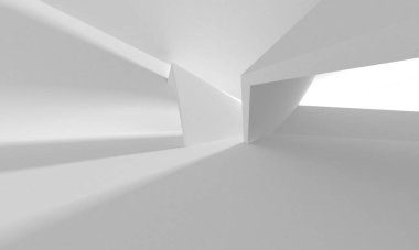 Soyut Beyaz Mimari Tasarım Konsepti. 3d Görüntüleme