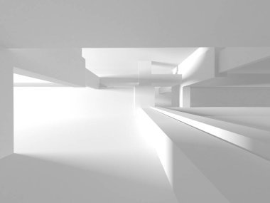 Soyut Beyaz Mimari Tasarım Konsepti. 3d Görüntüleme