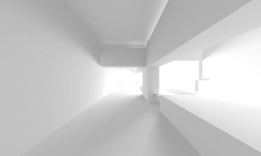 Soyut Beyaz Mimari Tasarım Konsepti. 3d Görüntüleme
