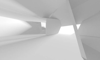 Soyut Beyaz Mimari Tasarım Konsepti. 3d Görüntüleme