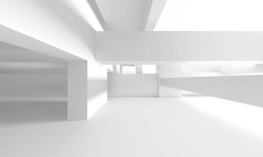 Soyut Beyaz Mimari Tasarım Konsepti. 3d Görüntüleme