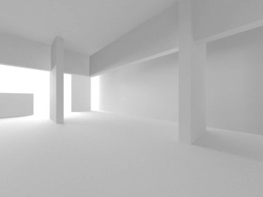 Soyut Beyaz Mimari Tasarım Konsepti. 3d Görüntüleme