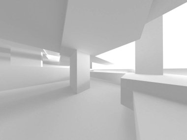 Soyut Beyaz Mimari Tasarım Konsepti. 3d Görüntüleme