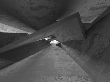 Dark Beton Duvar Mimarisi. Boş Oda. 3d Görüntüleme