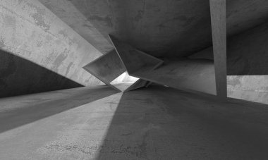 Dark Beton Duvar Mimarisi. Boş Oda. 3d Görüntüleme