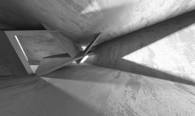 Dark Beton Duvar Mimarisi. Boş Oda. 3d Görüntüleme