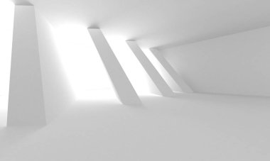 Soyut Beyaz Mimari Tasarım Konsepti. 3d Görüntüleme