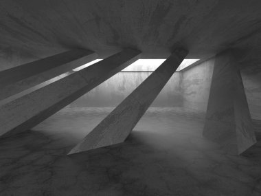 Dark Beton Duvar Mimarisi. Boş Oda. 3d Görüntüleme