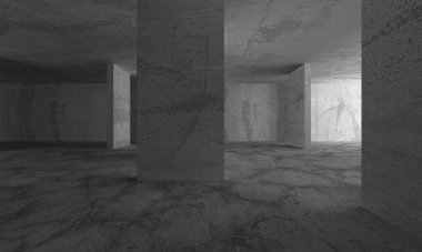 Dark Beton Duvar Mimarisi. Boş Oda. 3d Görüntüleme