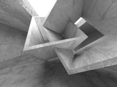 Dark Beton Duvar Mimarisi. Boş Oda. 3d Görüntüleme