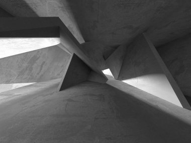 Dark Beton Duvar Mimarisi. Boş Oda. 3d Görüntüleme