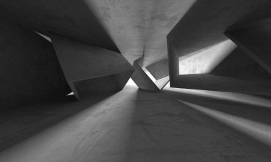 Dark Beton Duvar Mimarisi. Boş Oda. 3d Görüntüleme