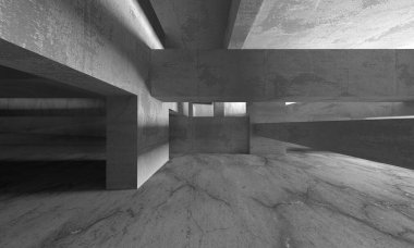 Dark Beton Duvar Mimarisi. Boş Oda. 3d Görüntüleme