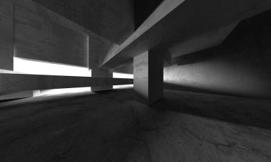 Dark Beton Duvar Mimarisi. Boş Oda. 3d Görüntüleme