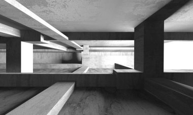 Dark Beton Duvar Mimarisi. Boş Oda. 3d Görüntüleme
