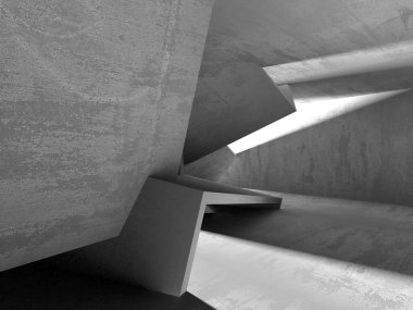 Dark Beton Duvar Mimarisi. Boş Oda. 3d Görüntüleme