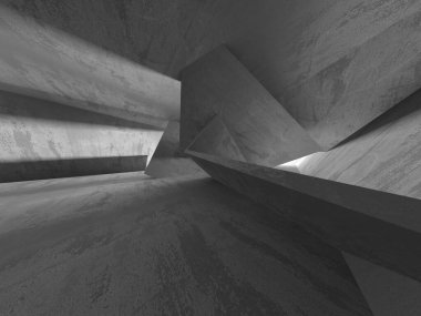 Dark Beton Duvar Mimarisi. Boş Oda. 3d Görüntüleme