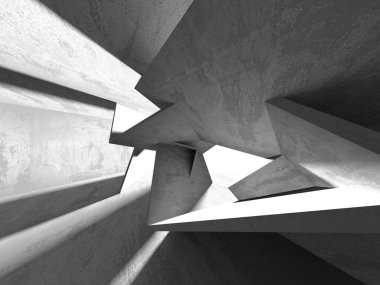 Dark Beton Duvar Mimarisi. Boş Oda. 3d Görüntüleme