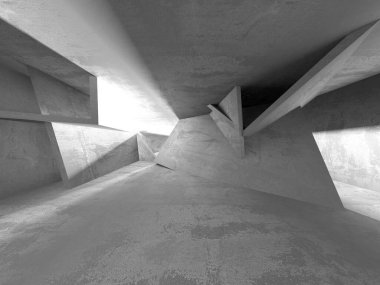 Dark Beton Duvar Mimarisi. Boş Oda. 3d Görüntüleme