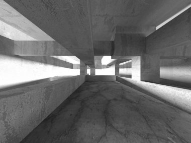 Dark Beton Duvar Mimarisi. Boş Oda. 3d Görüntüleme