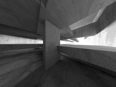 Dark Beton Duvar Mimarisi. Boş Oda. 3d Görüntüleme