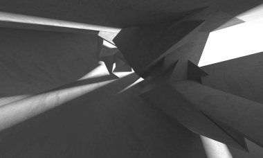 Dark Beton Duvar Mimarisi. Boş Oda. 3d Görüntüleme