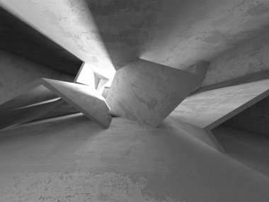 Dark Beton Duvar Mimarisi. Boş Oda. 3d Görüntüleme