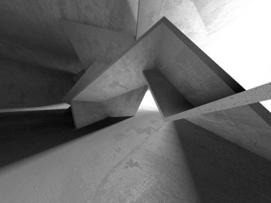 Dark Beton Duvar Mimarisi. Boş Oda. 3d Görüntüleme