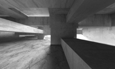 Dark Beton Duvar Mimarisi. Boş Oda. 3d Görüntüleme