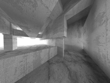Dark Beton Duvar Mimarisi. Boş Oda. 3d Görüntüleme