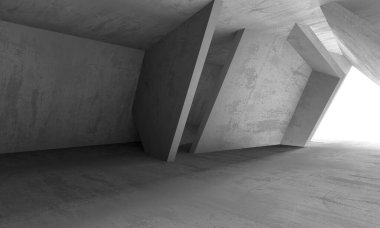 Dark Beton Duvar Mimarisi. Boş Oda. 3d Görüntüleme