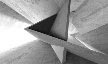 Dark Beton Duvar Mimarisi. Boş Oda. 3d Görüntüleme