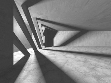 Dark Beton Duvar Mimarisi. Boş Oda. 3d Görüntüleme