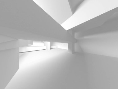 Beyaz Modern Arkaplan. Soyut Bina Konsepti. 3d Hazırlama